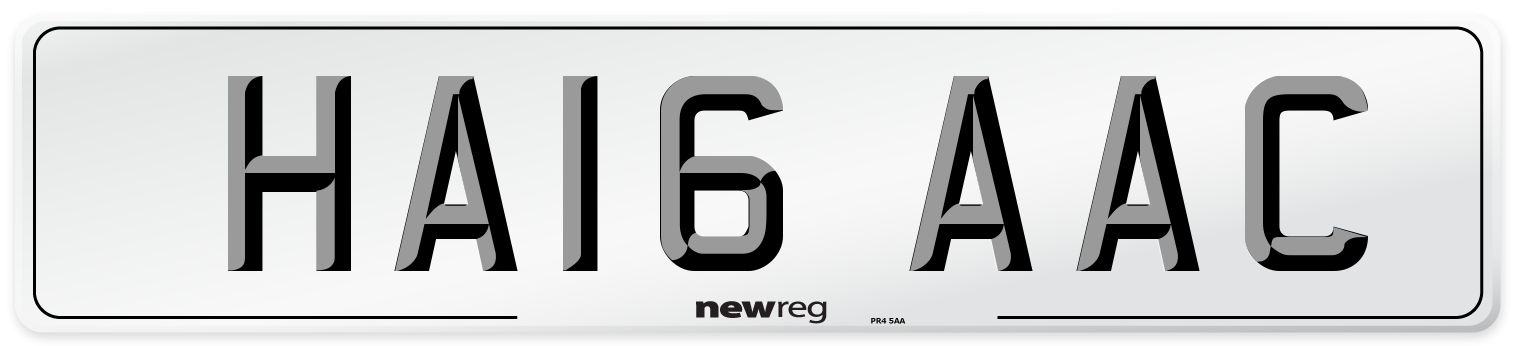 HA16 AAC Number Plate from New Reg